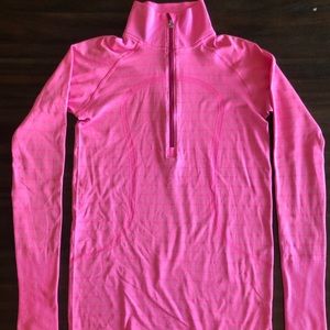 Pink three quarter zip athletic crew neck!